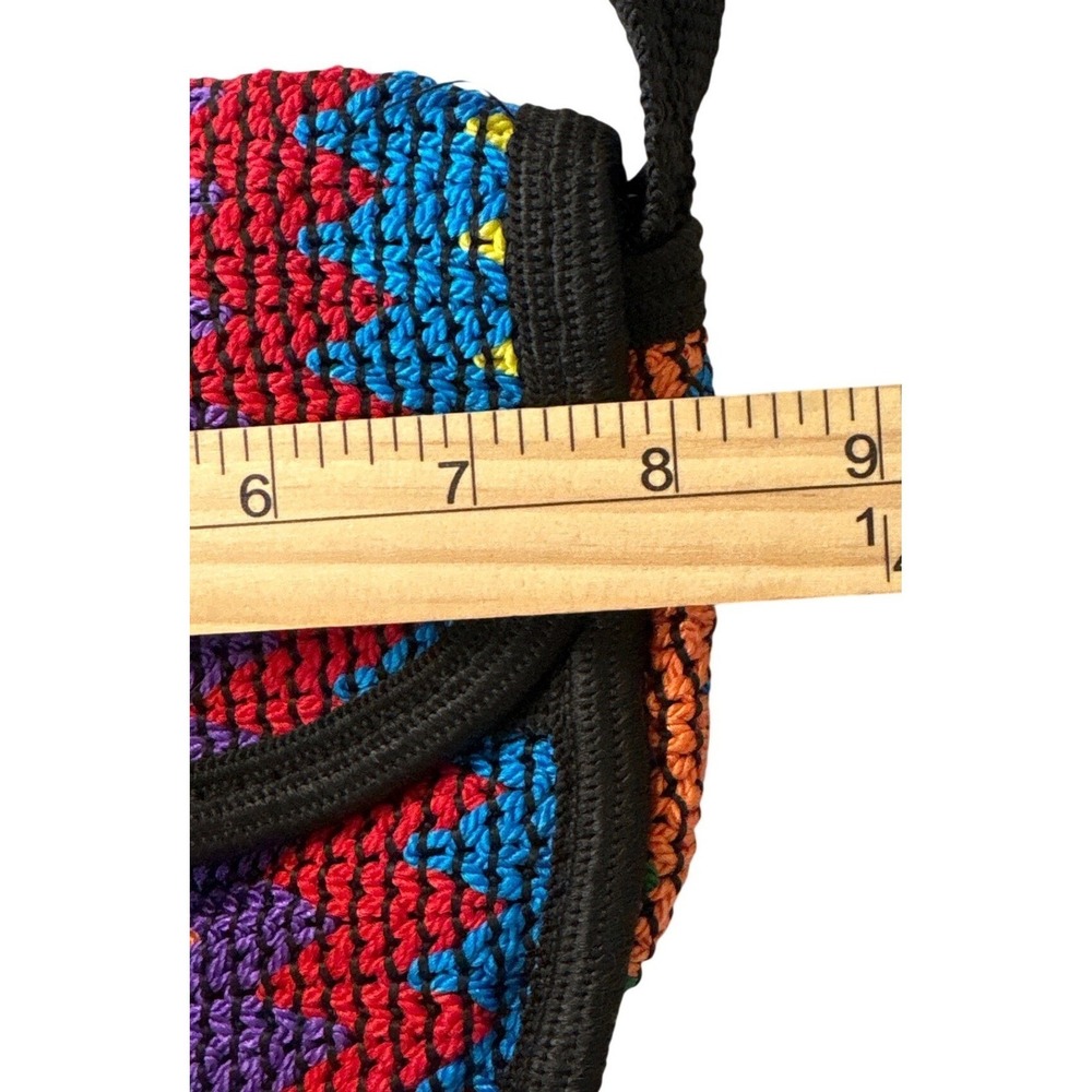 MMM Artesanias Rainbow Crochet Boho Chevron Crossbody Bag Multicolor Boho Small - Picture 2 of 5